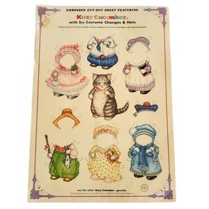 Vintage Kitty Cucumber Embossed Cut-Out Paper Dolls